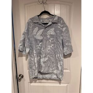 Columbia Men’s Large Bluish/Gray Floral collared Button-up Shirt